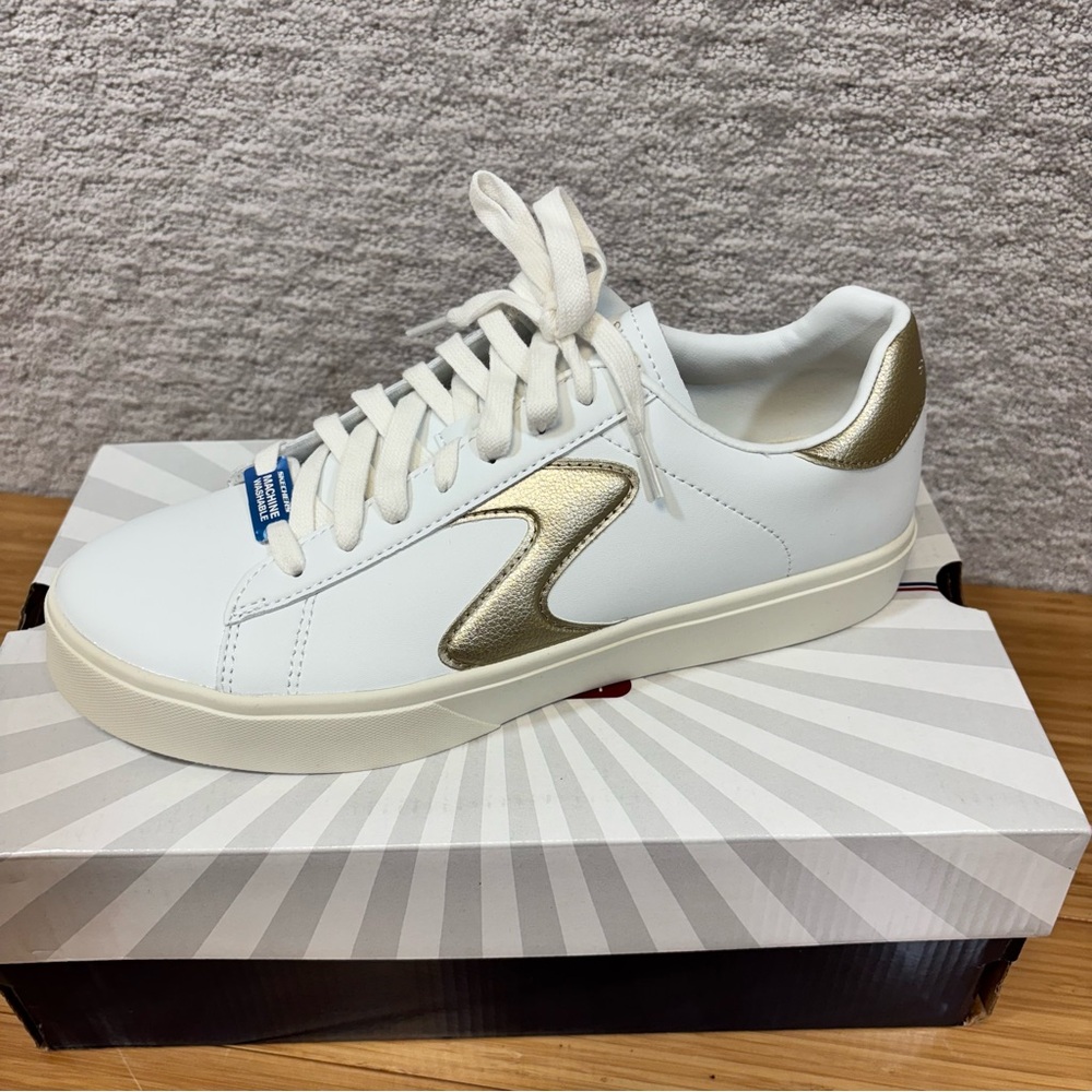 Skechers Court Classics Sneakers Womens Sz 10‎  White Gold Memory Foam